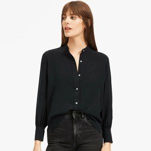 Everlane Clean Silk Blouson Shirt - Black